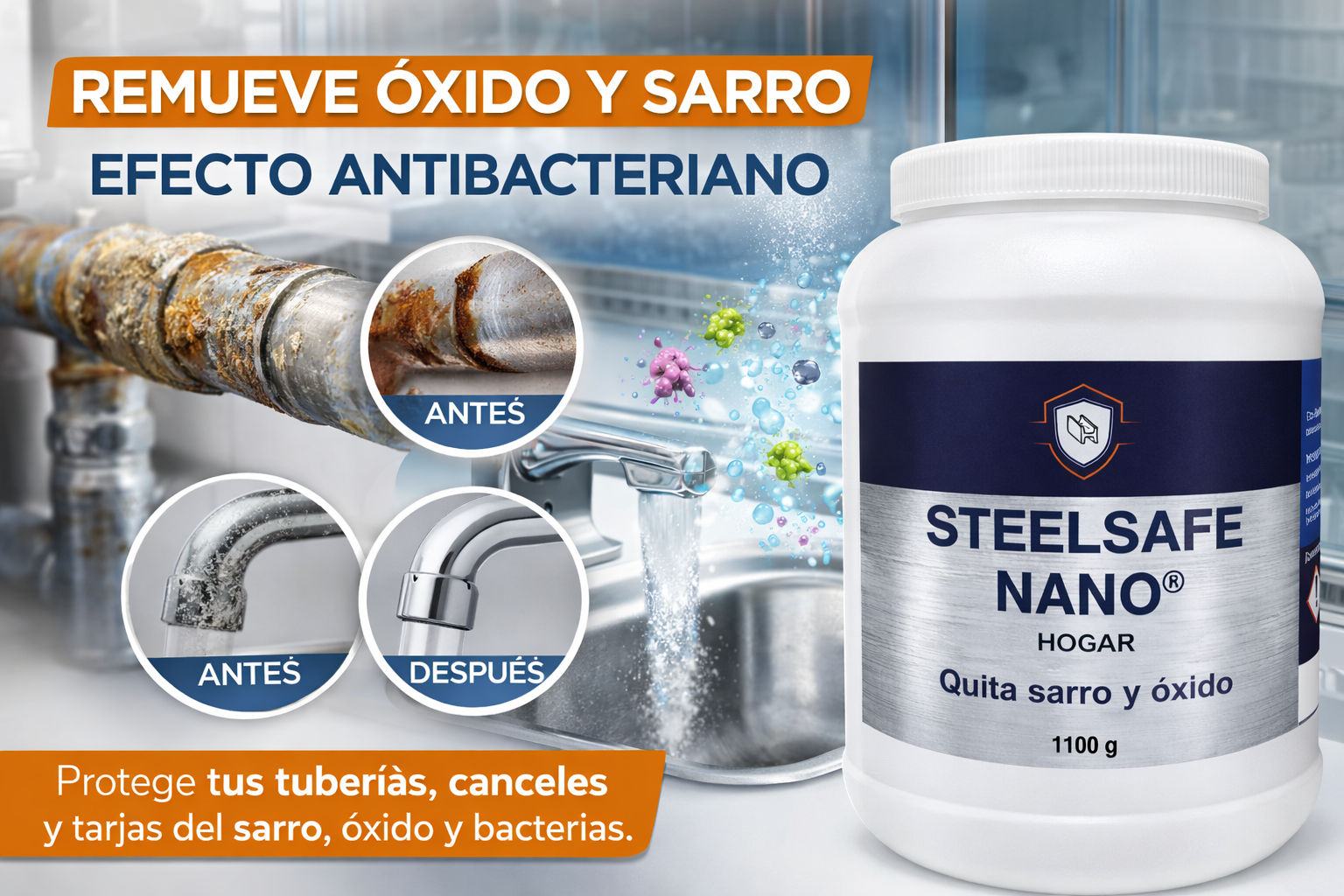 Steelsafe nano HOGAR Nanogel quita óxido y sarro